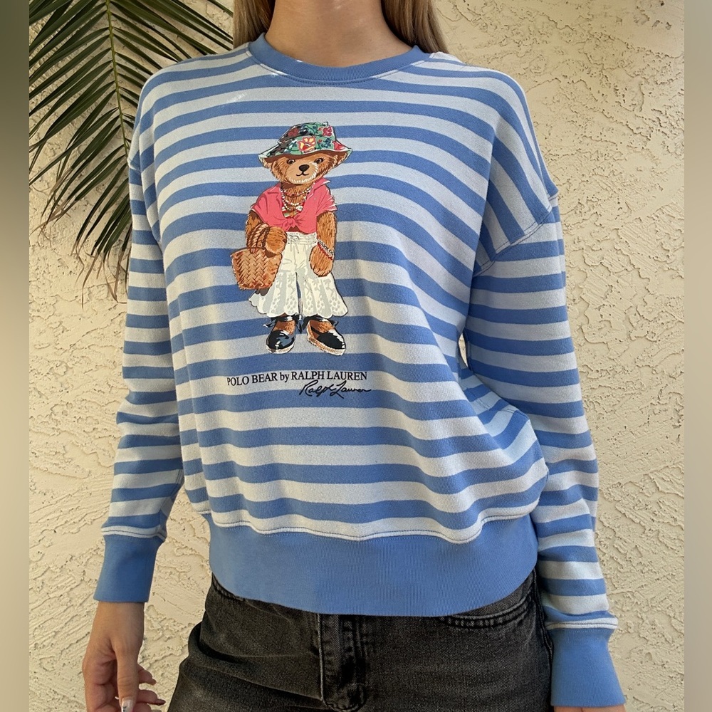 Polo by Ralph Lauren Light Blue & White Striped Knit Top
